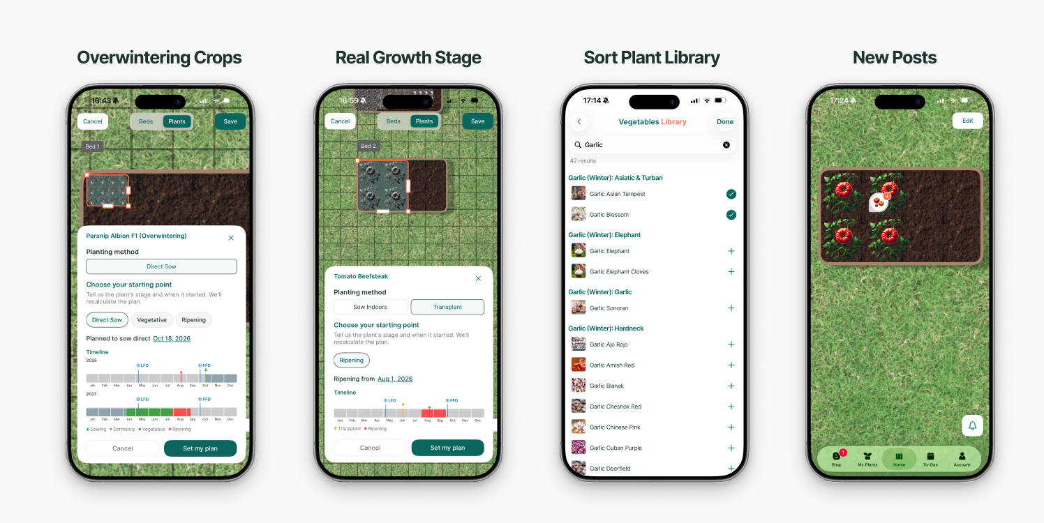 easyDacha gardening app interface and features