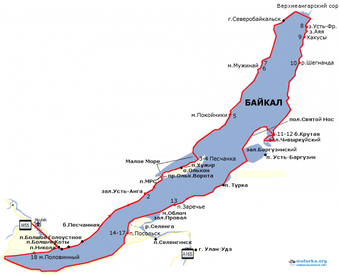 Карта байкала подробная с населенными пунктами и турбазами