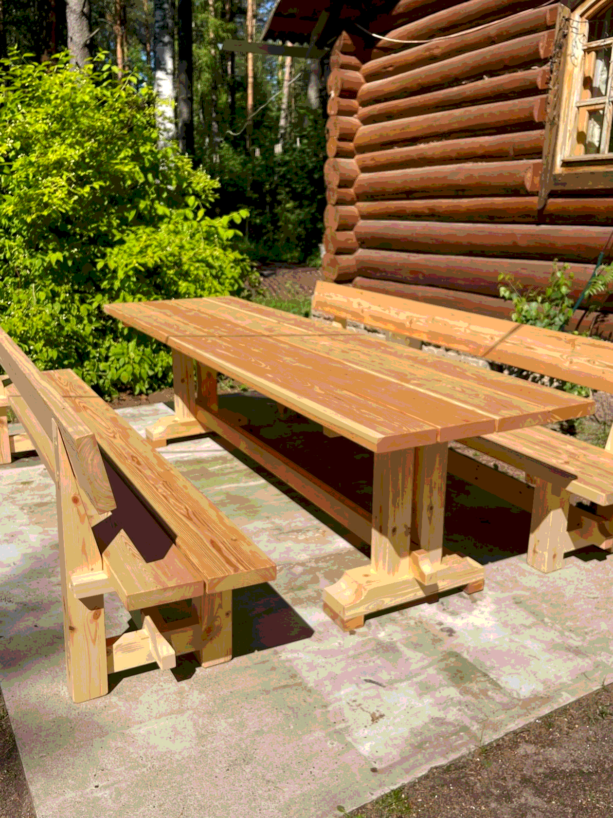 Комплект мебели из лиственницы, стол из лиственницы, стол для загородного дома, комплект мебели для дачи, мебель из дерева