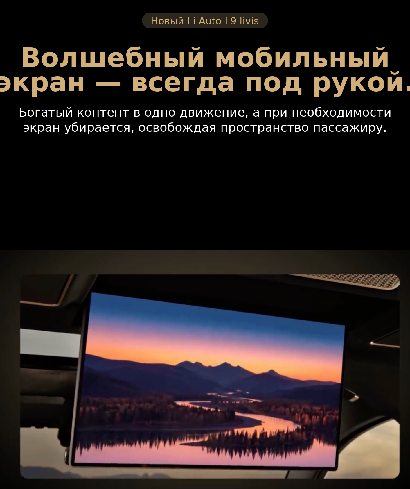 Выдвижной мобильный экран для пассажира второго ряда Li Auto L9 Livis