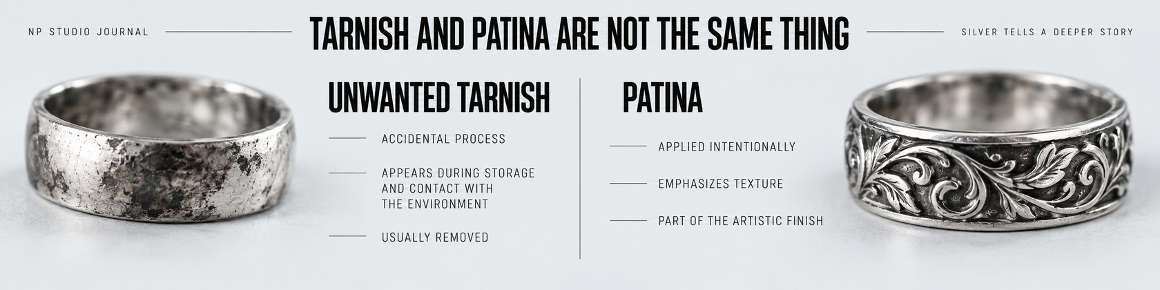 Difference between silver tarnish and intentional patina