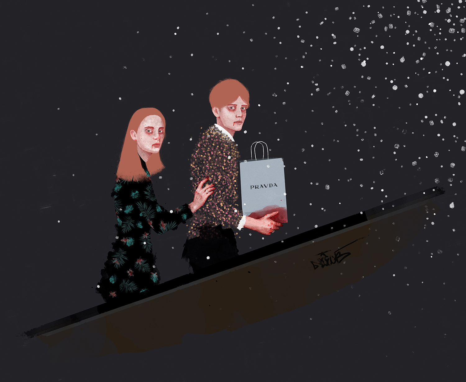 Prada illustration by Sasha Ardabiev