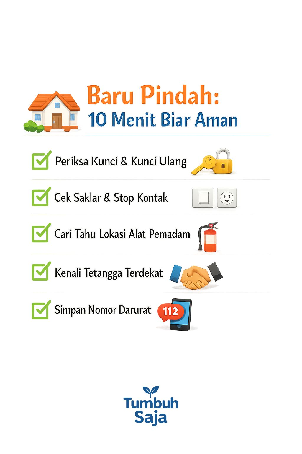 Infografik checklist baru pindah di lingkungan Indonesia agar aman dan cepat menyesuaikan diri dengan tetangga
