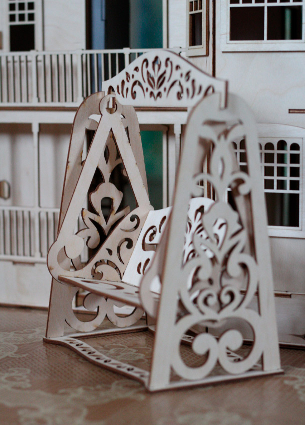 Качели резные для кукол барби до 30 см