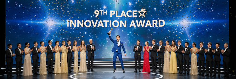 award ceremony with 9th place being awarded