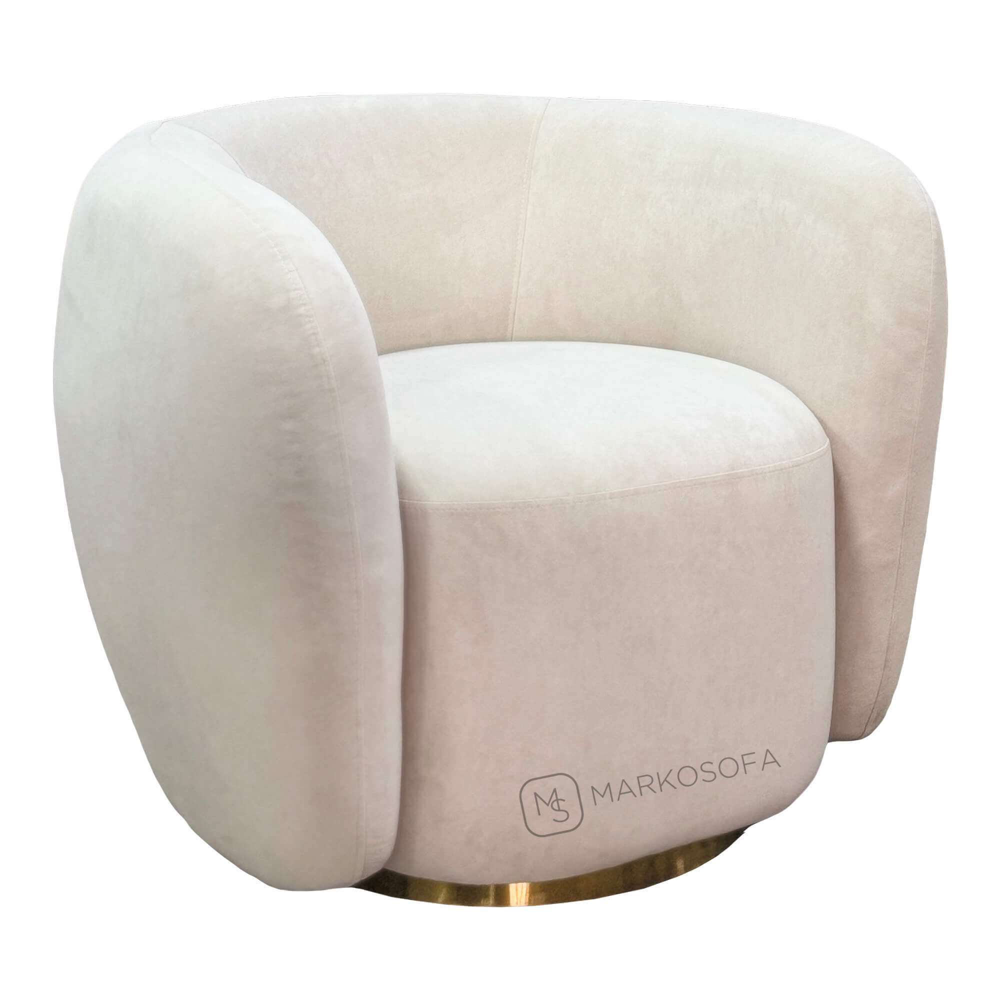 Реплика поворотного кресла Рокси Эйчхольц Swivel Chair|Roxy Eichholtz на заказ в обивке из белого букле на латунном кольце