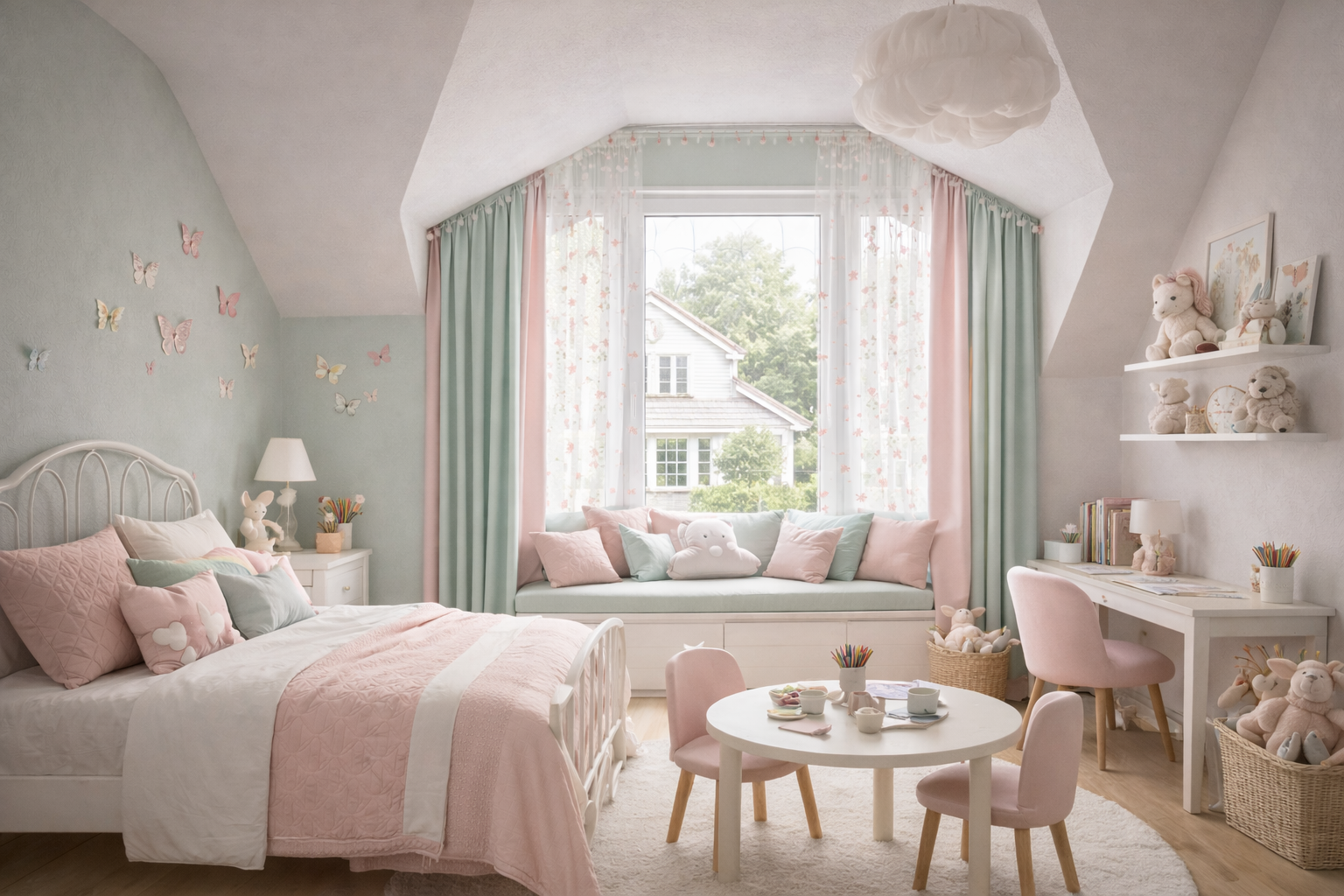 Цветные шторы в детскую, мягкие оттенки