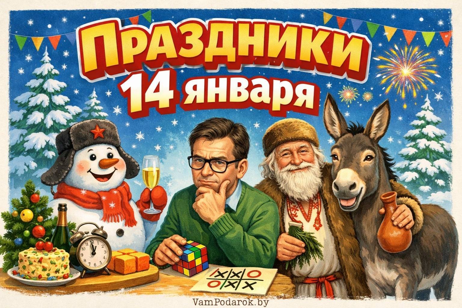Праздники 14 января 2026 года – открытки и картинки