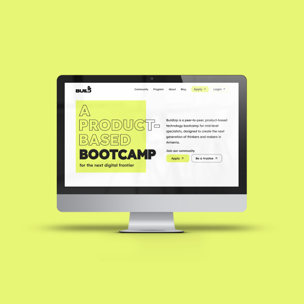  "BuildUp"- a peer-to-peer, product-based technology bootcamp graphic design and web design by Yugen Branding