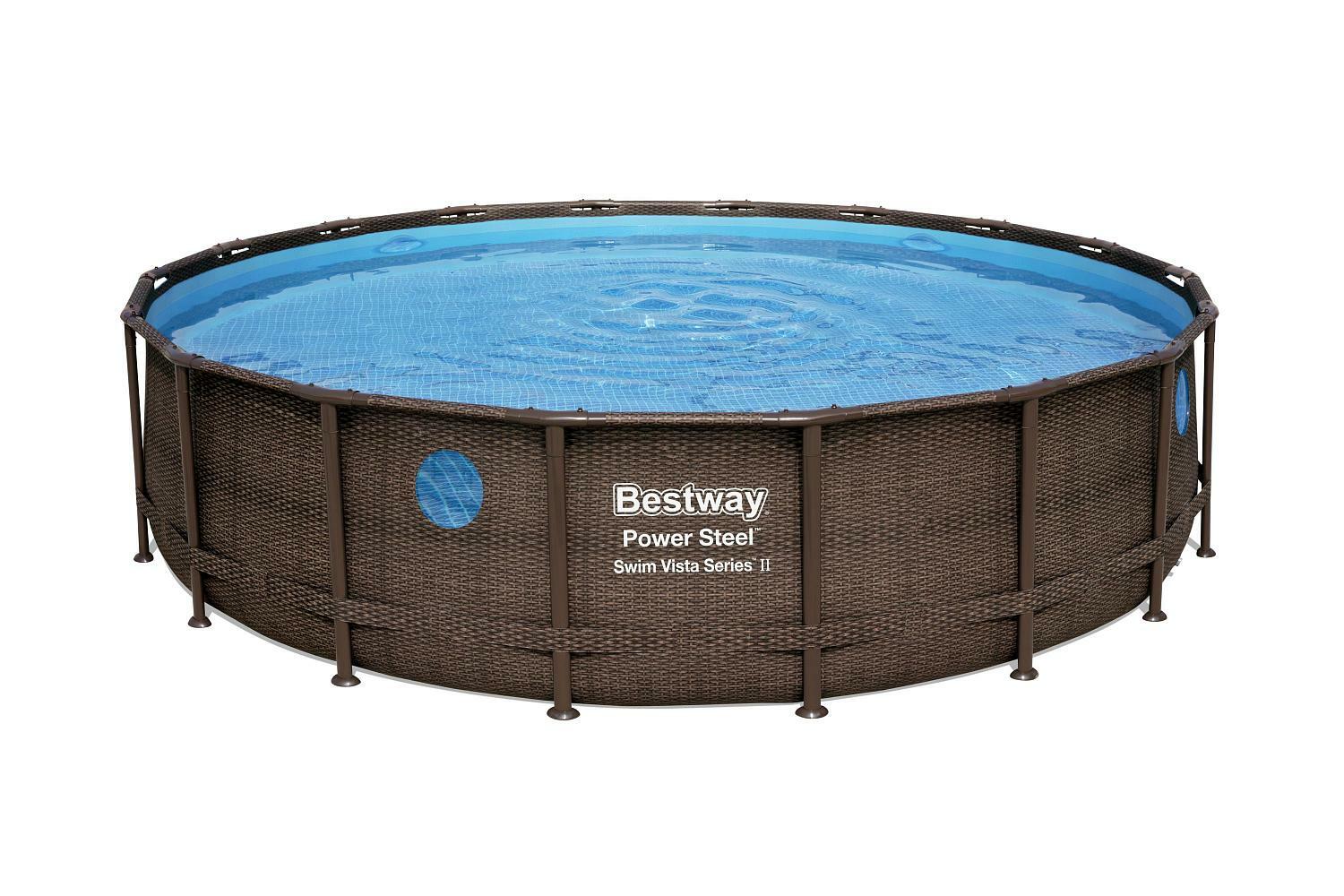 Каркасный бассейн Bestway Power Steel 549x122см "Ротанг" 23062л, фил.-нас. 5678л/ч, лестн., тент, попл.-доз.