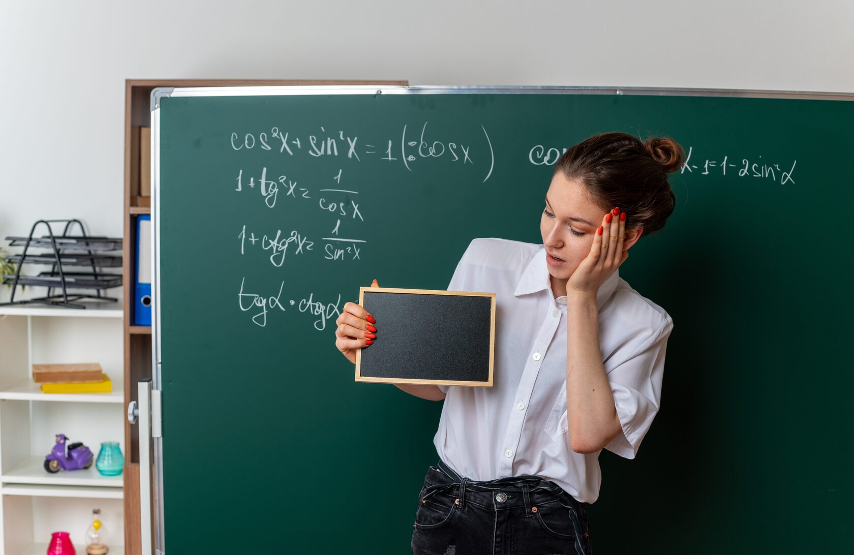 She started studying. Молодая училка с парнем.