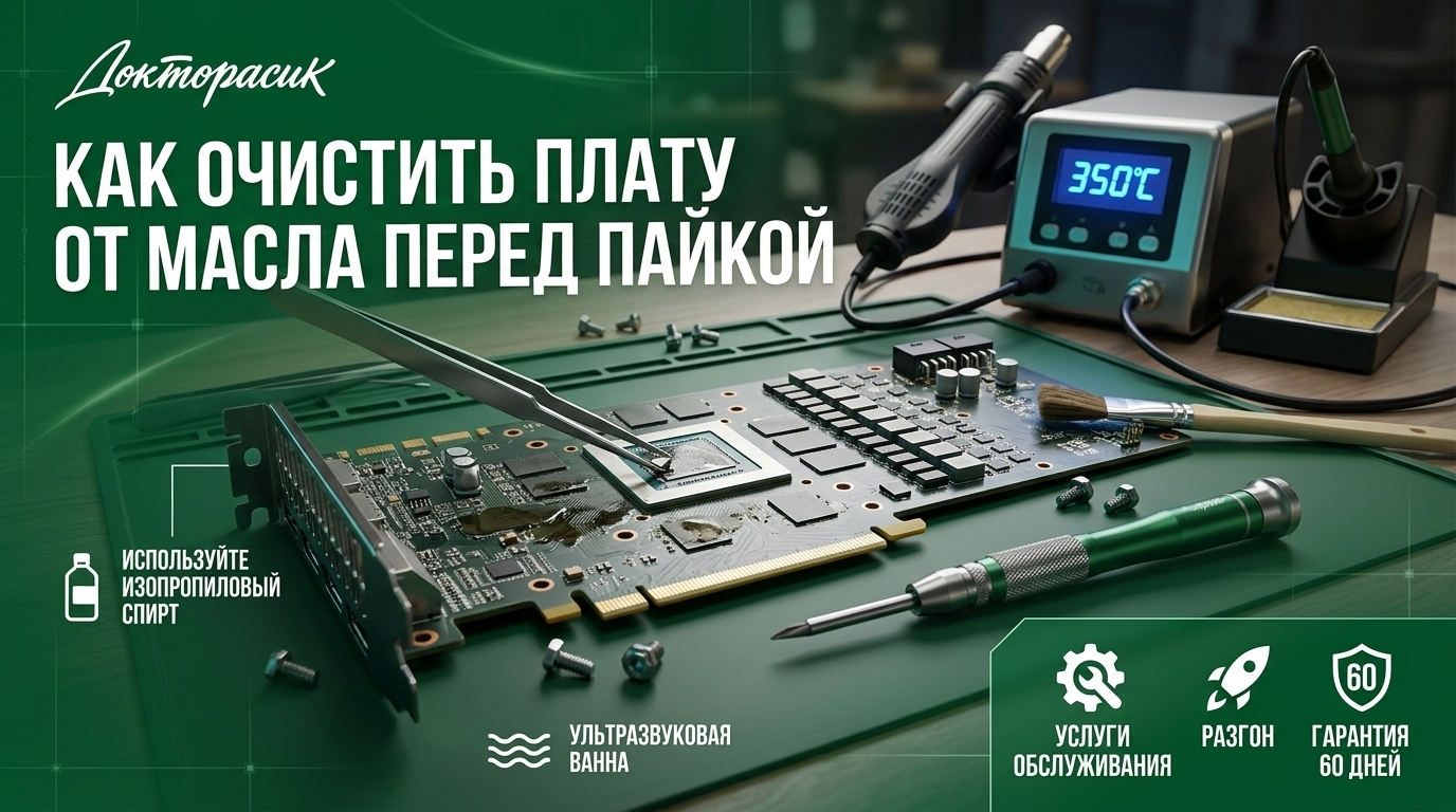 Доктор Асик: Как очистить плату от масла перед пайкой