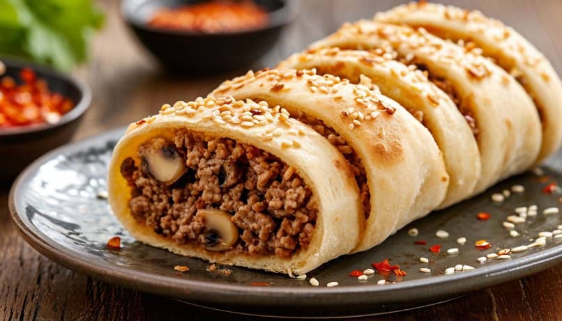 рулет из лаваша с фаршем и грибами