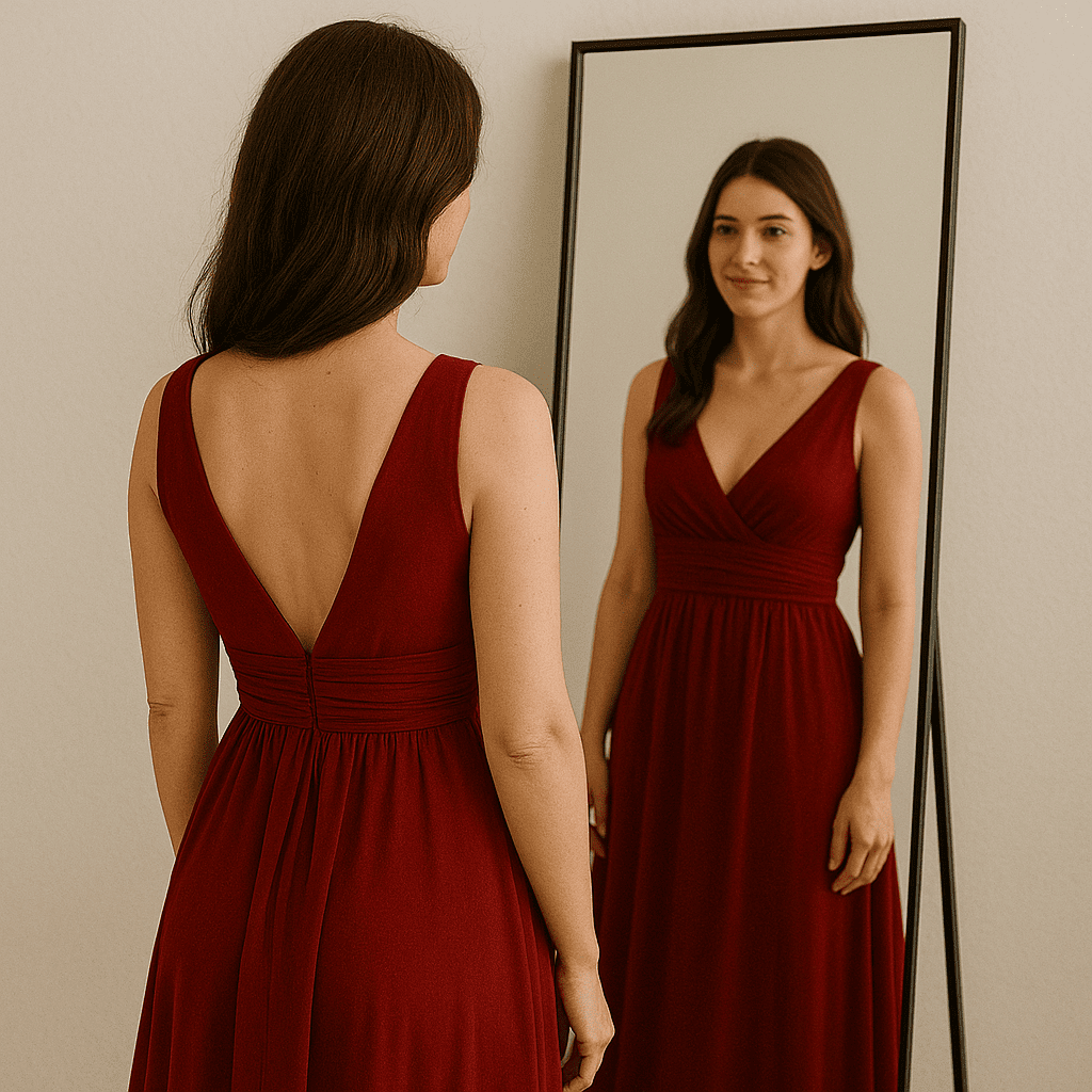 Ompelija tekee iltapuvun korjausta ompelimossa