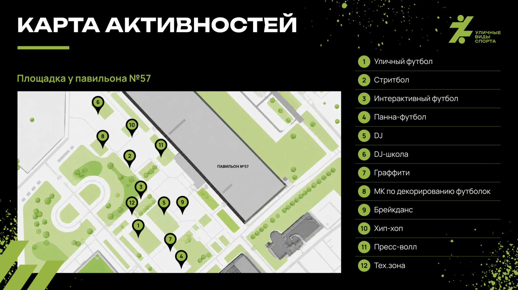 Карта фестиваля уличных видов спорта 