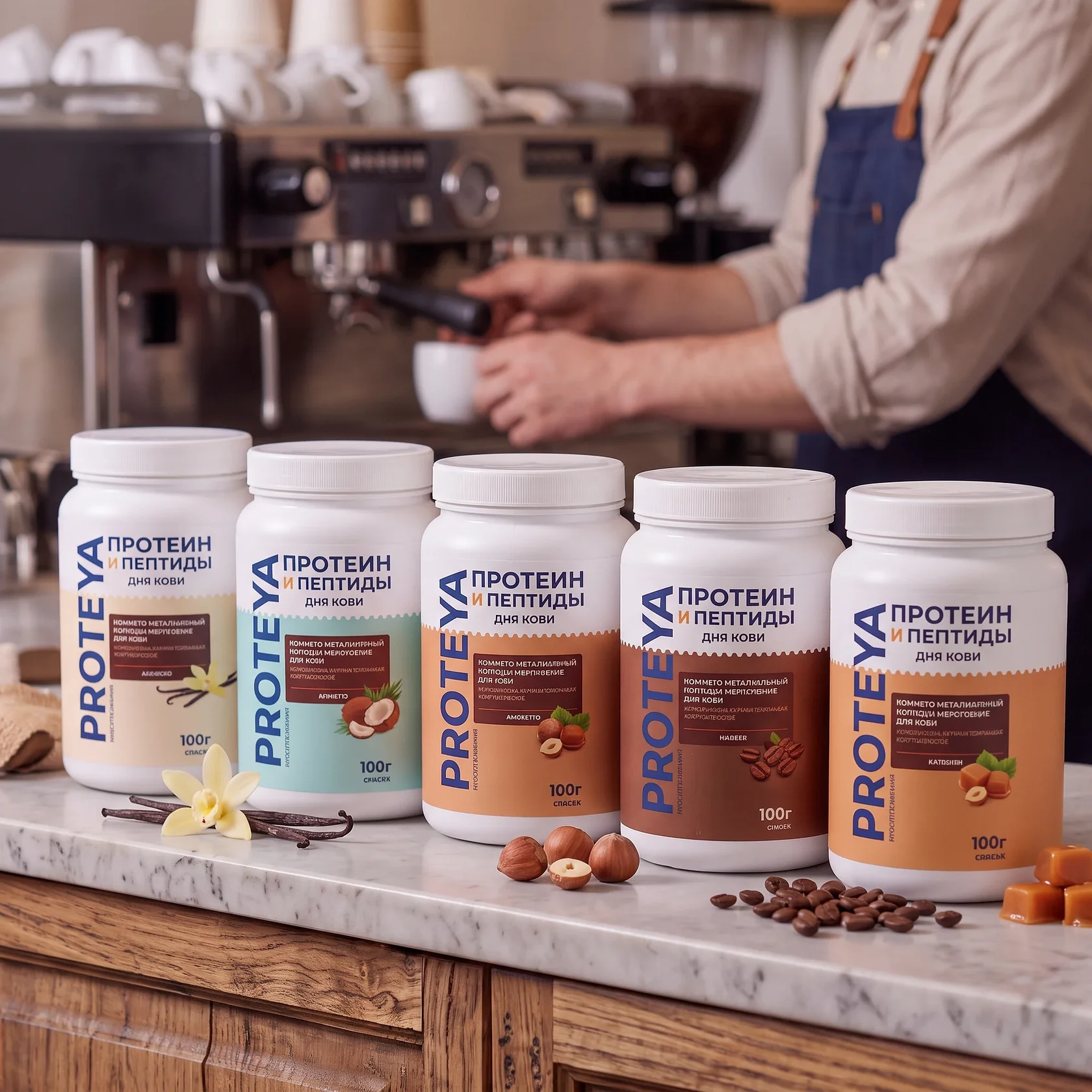 Линейка PROTEYA CafeCore на стойке кофейни