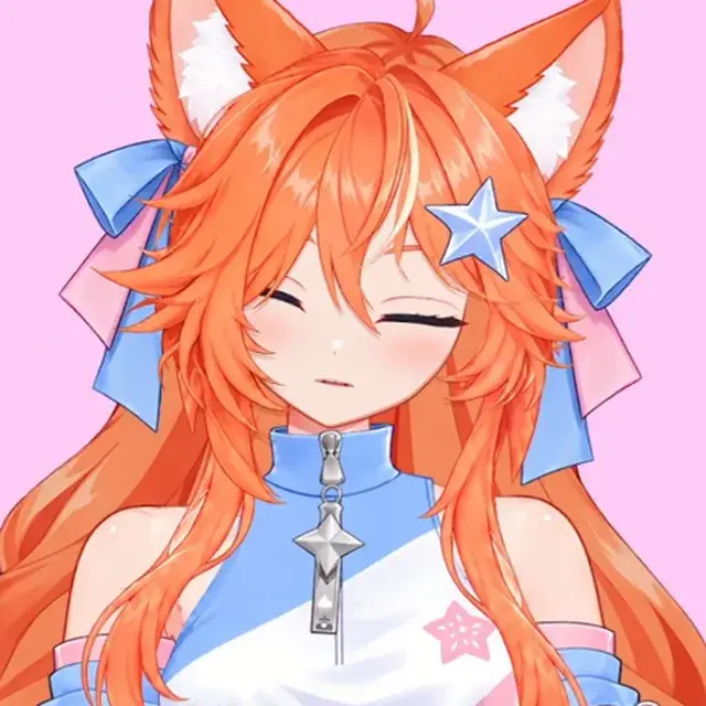 Моргание VTuber модели лисички-кицунэ