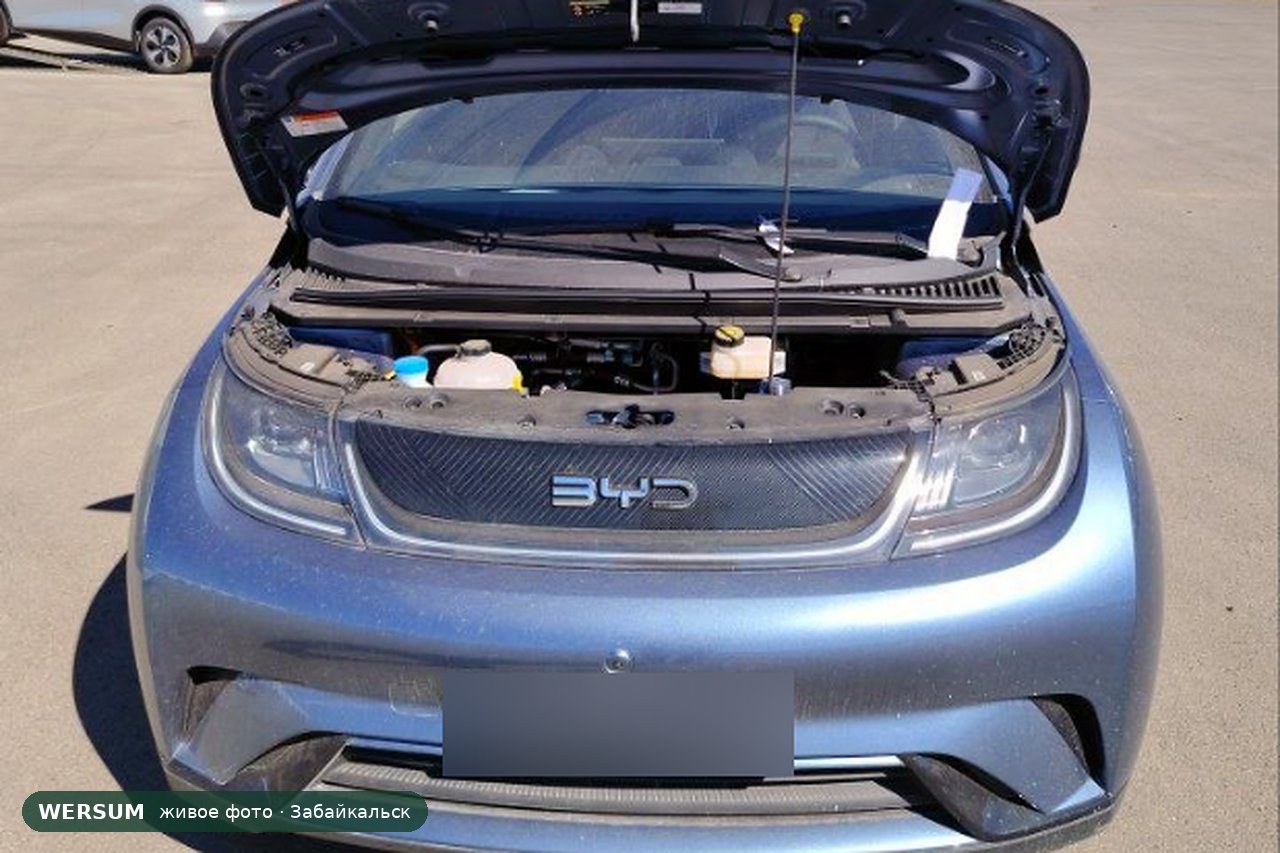 BYD Dolphin, спереди: решётки нет, надпись BYD