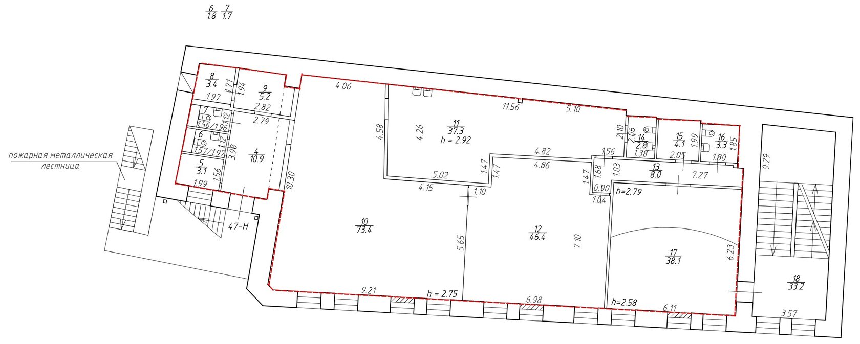 План помещения G47 площадью 239,5 м²