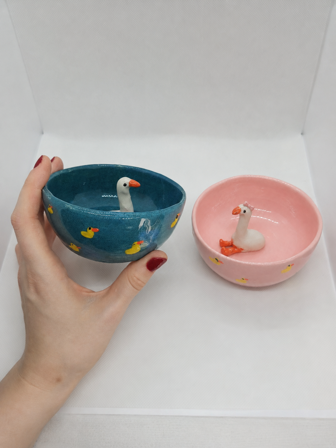 decorative clay bowls with figurines inside, unique pottery making Toronto idea