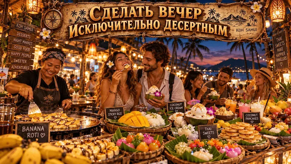 Тайские десерты на Самуи — roti, mango sticky rice и кокосовое мороженое