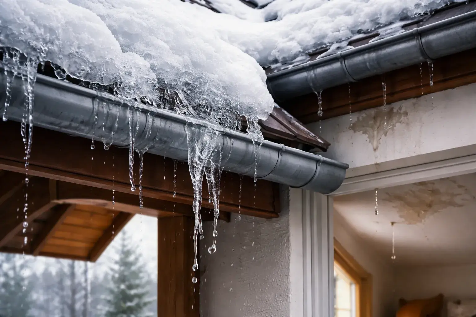 Крыша потекла в оттепель