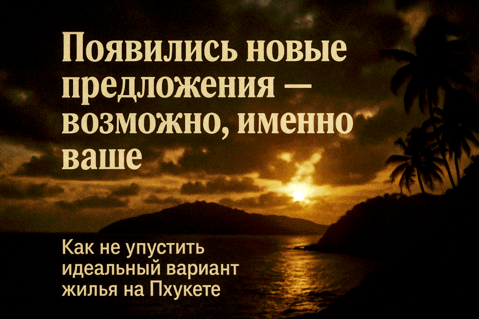 Рынок на Пхукете меняется каждый день  Каждую неделю появляются десятки новых объектов — и так же быстро исчезают. В сезон бронировать “на потом” — значит рисковать, что завтра нужное жильё уйдёт к другому клиенту. Поэтому важно следить за обновлениями и 