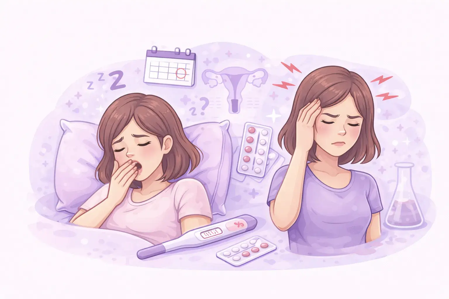 Симптомы беременности и ПМС: усталость и головная боль