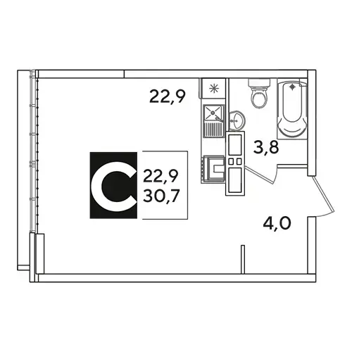Планировка ЖК Новые Сезоны 2 — Студии: вариант 6