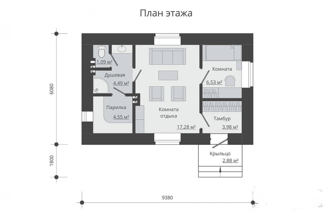 Проект дома из керамзитобетонных блоков 6х8