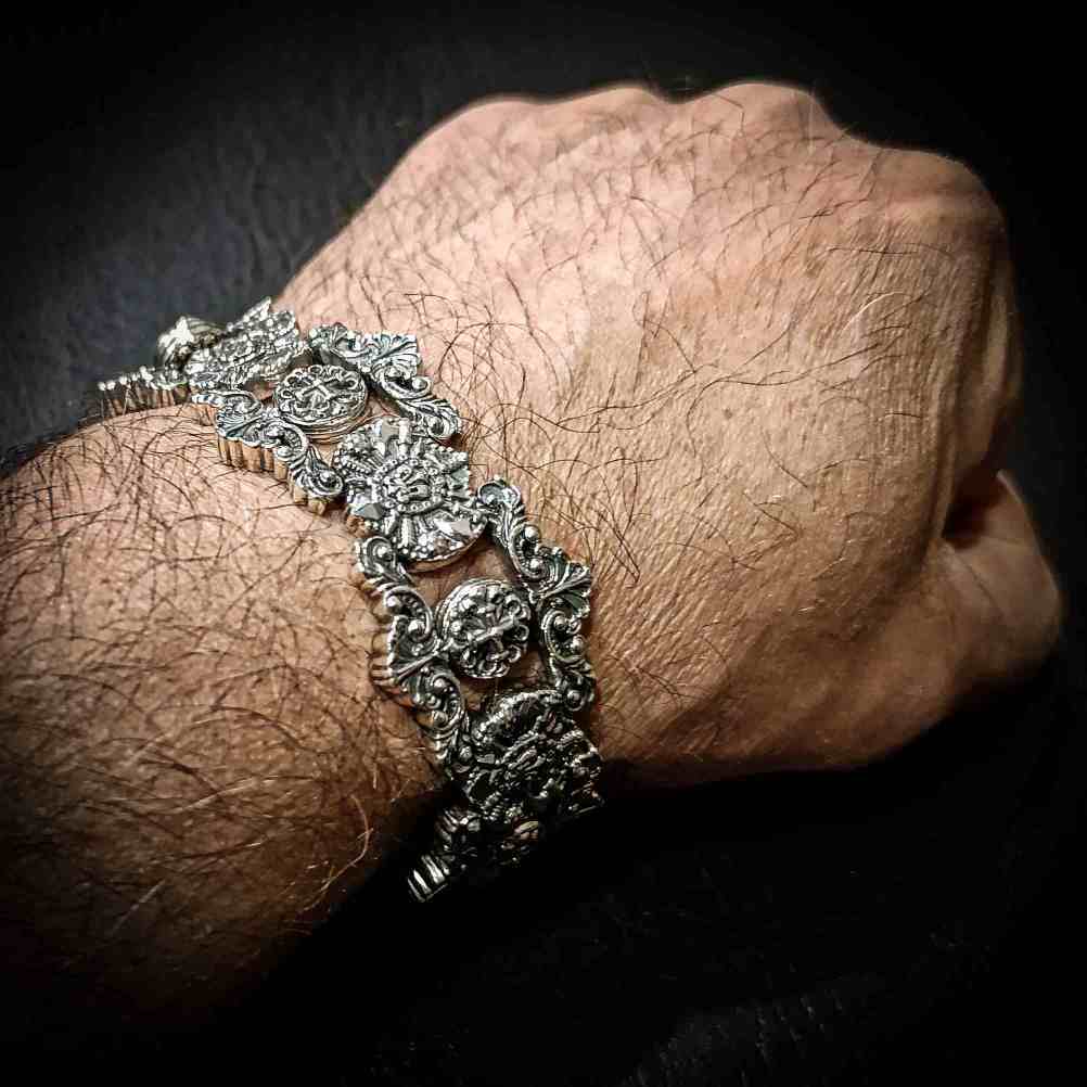 браслет для мужчины, мужской серебряный браслет, брутальный браслет.