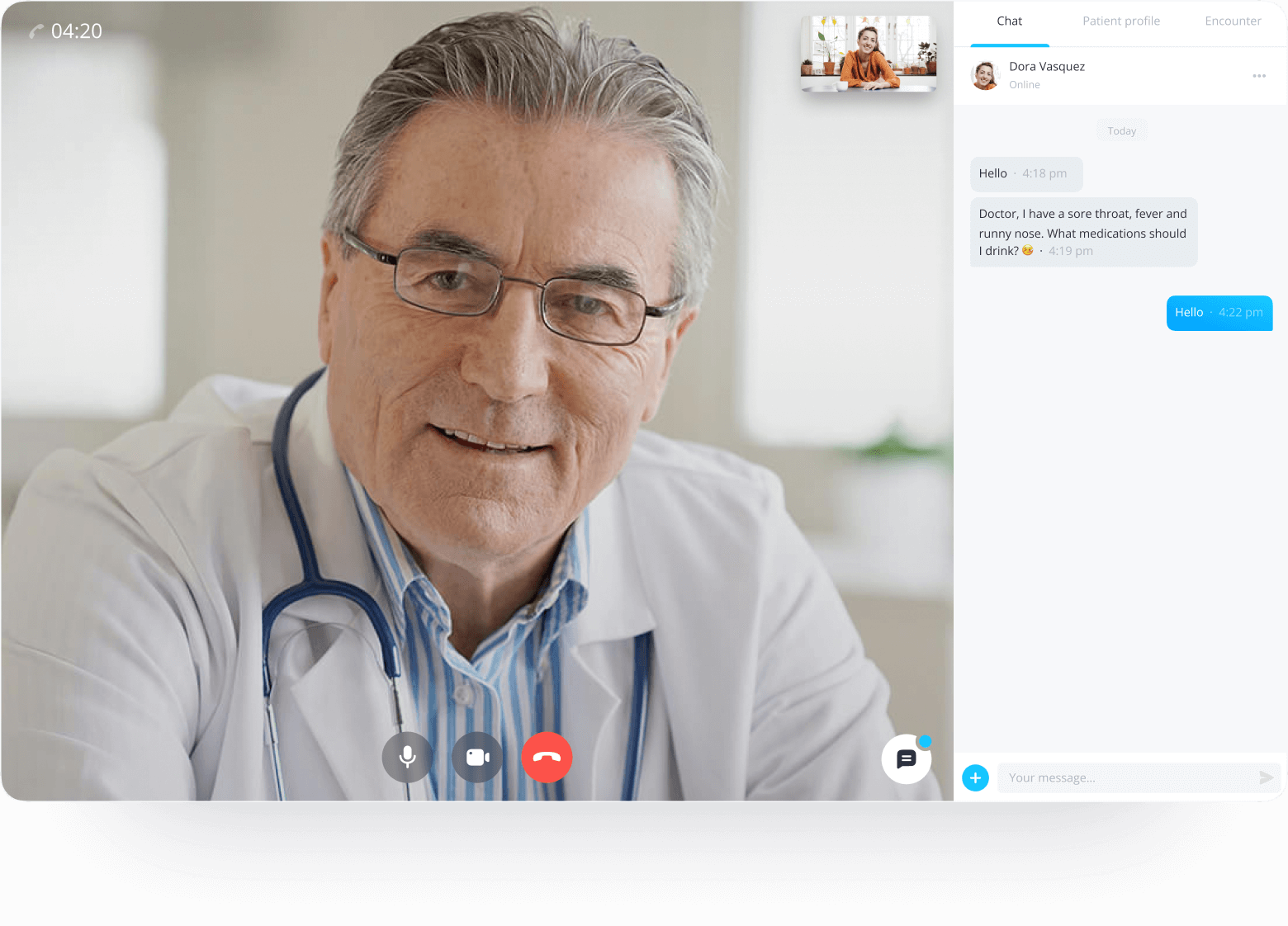видеочат и переписка с доктором