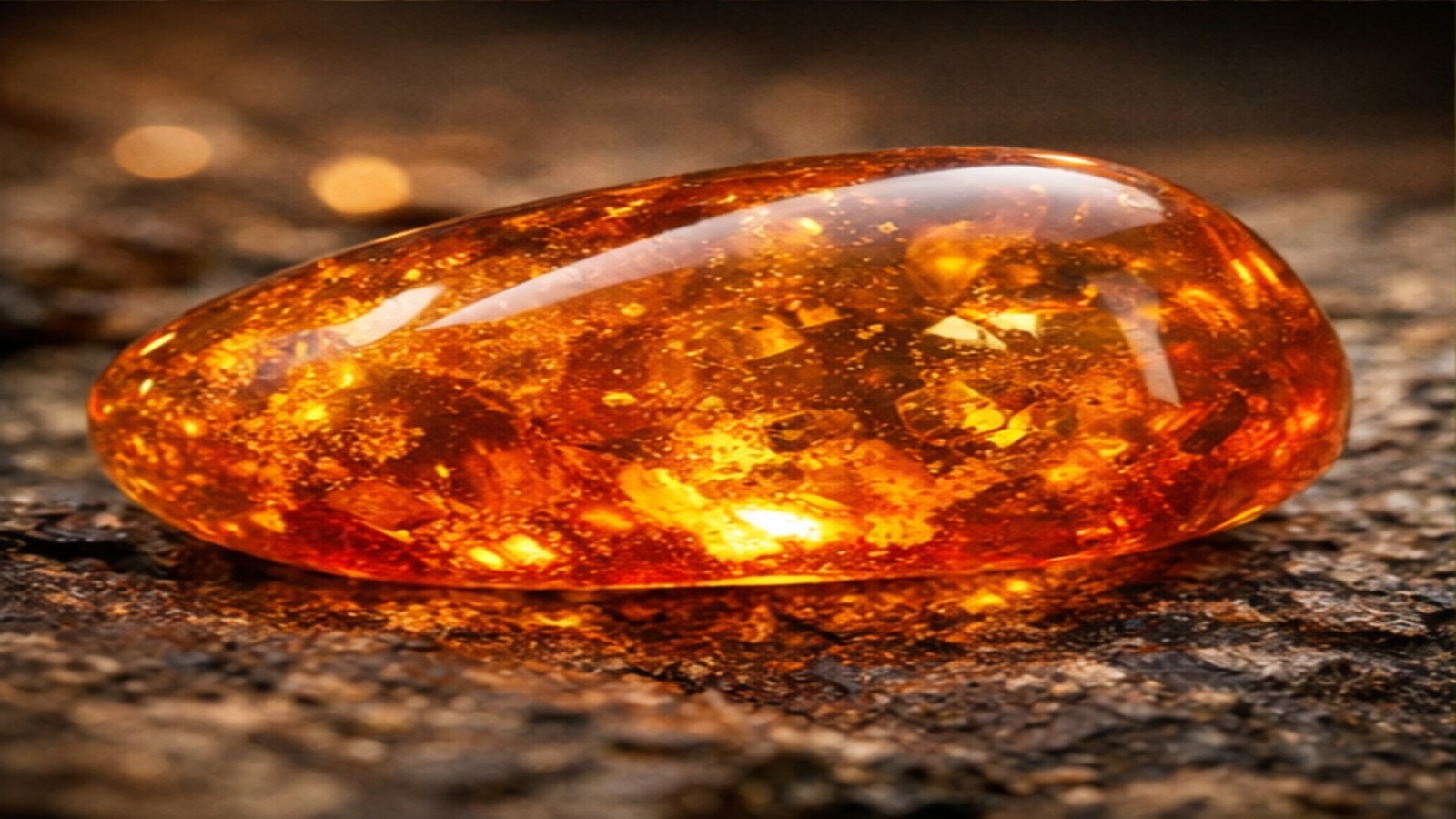 polished amber gemstone glowing with inclusions macro