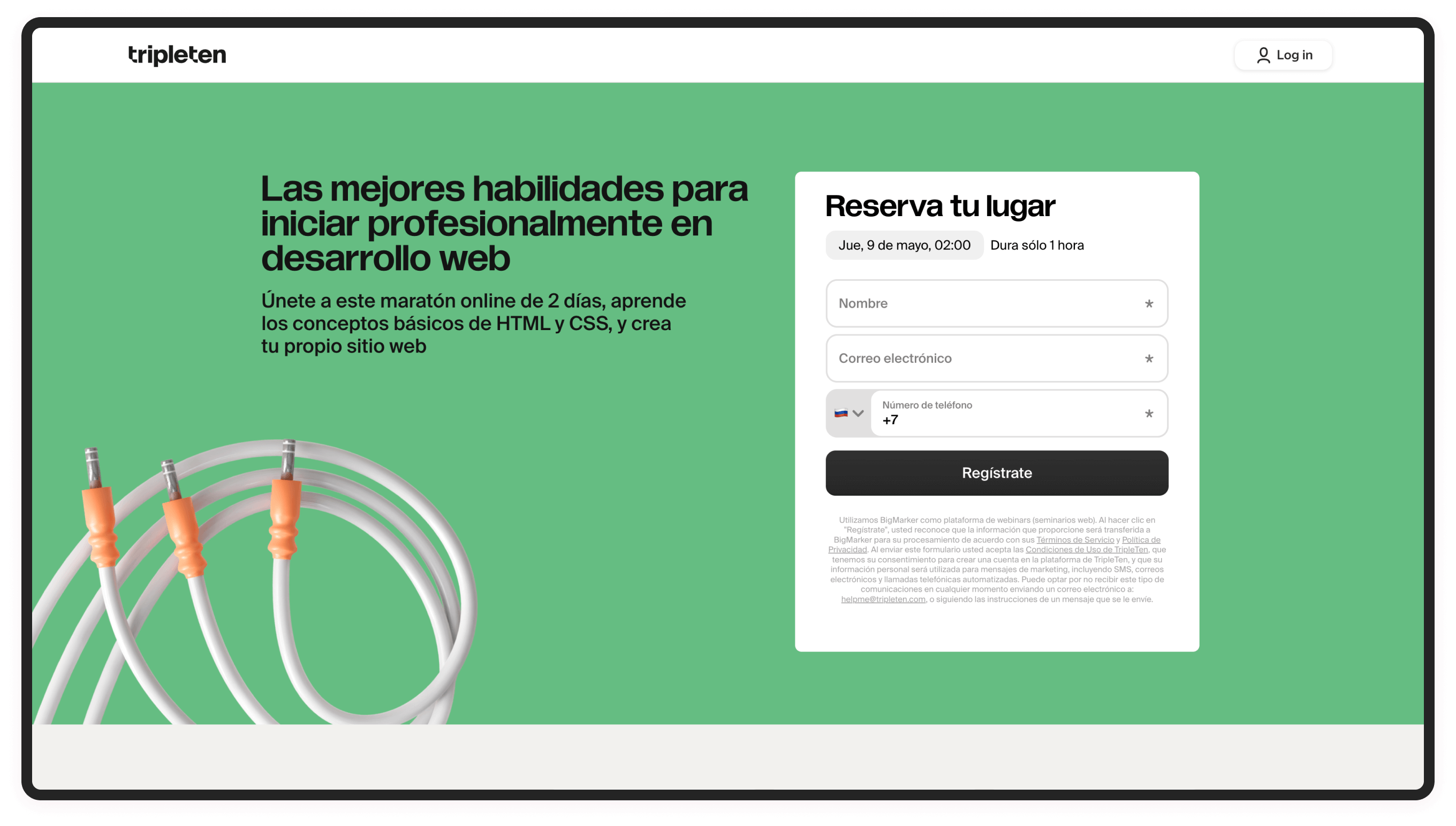 TripleTen Chile landing page by Curves Digital