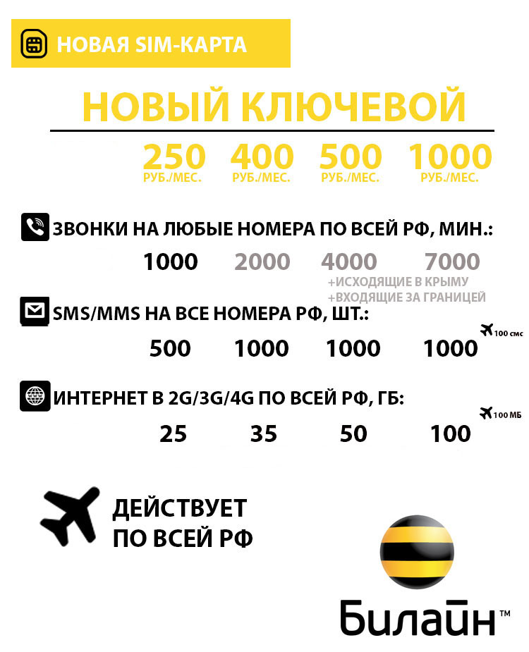 Ключевой 1000 билайн описание