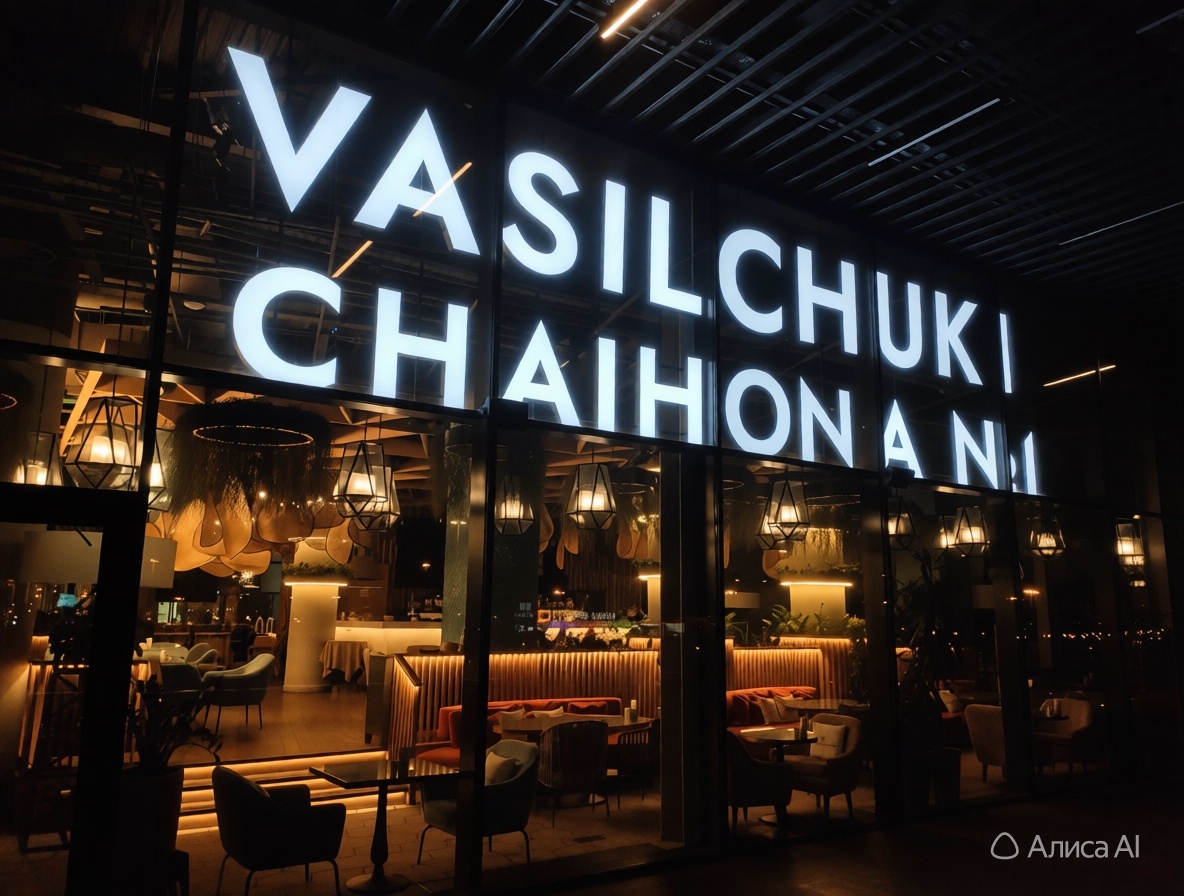 Вывеска ресторана Vasilchuki Chaihonana — наш проект