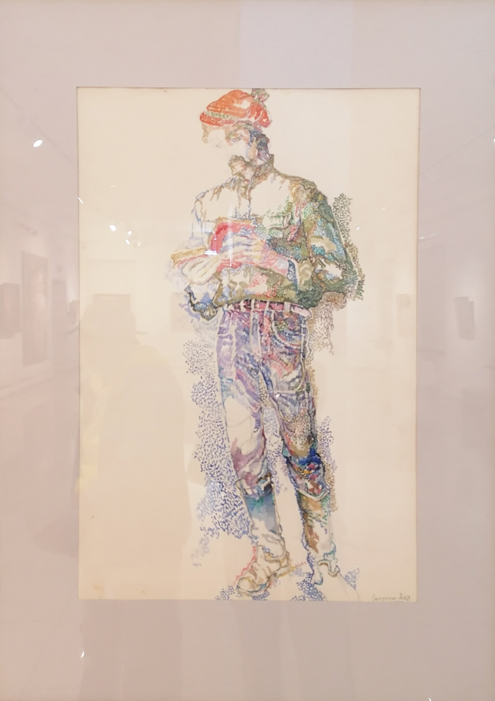 Художник Лидия Самокиш. У скульптурного рельефа. Бумага, акварель. 1980г. Из коллекции Краснодарского художественного музея им. Ф.А. Коваленко