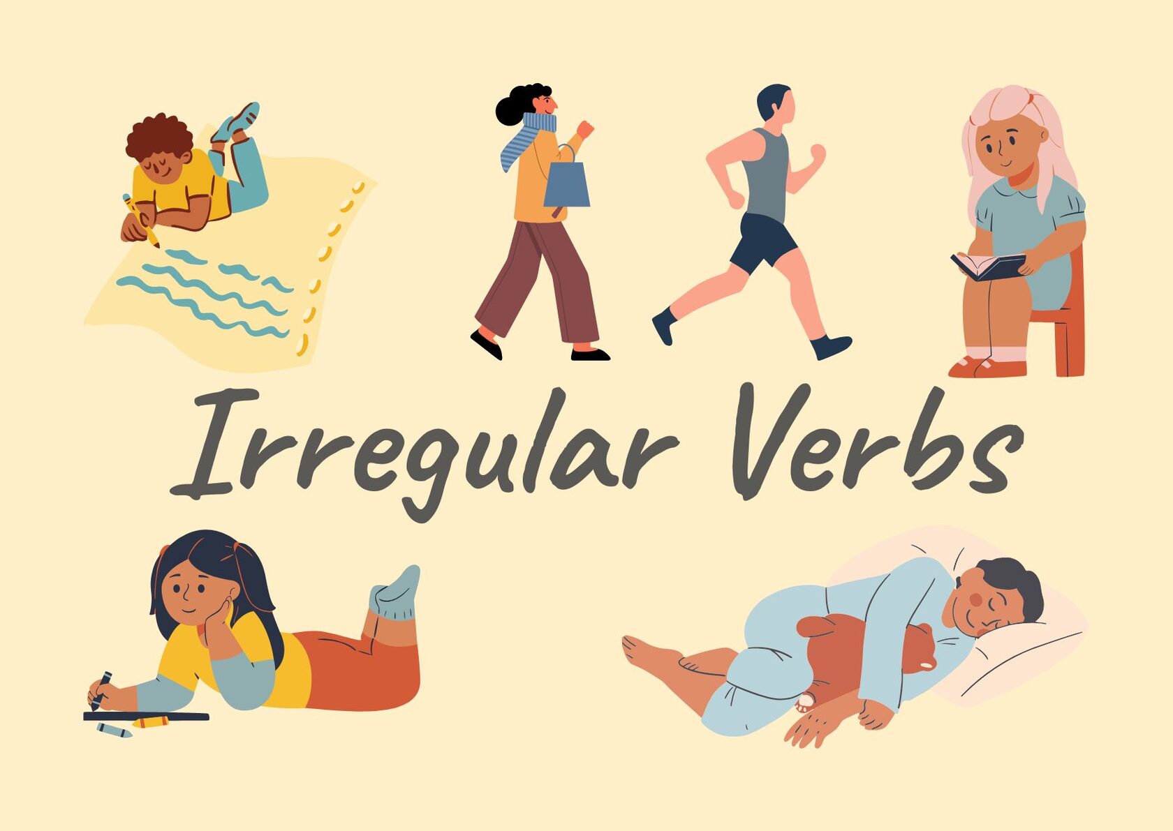 Irregular Verbs — дети изучают неправильные английские глаголы, пишут и читают книги