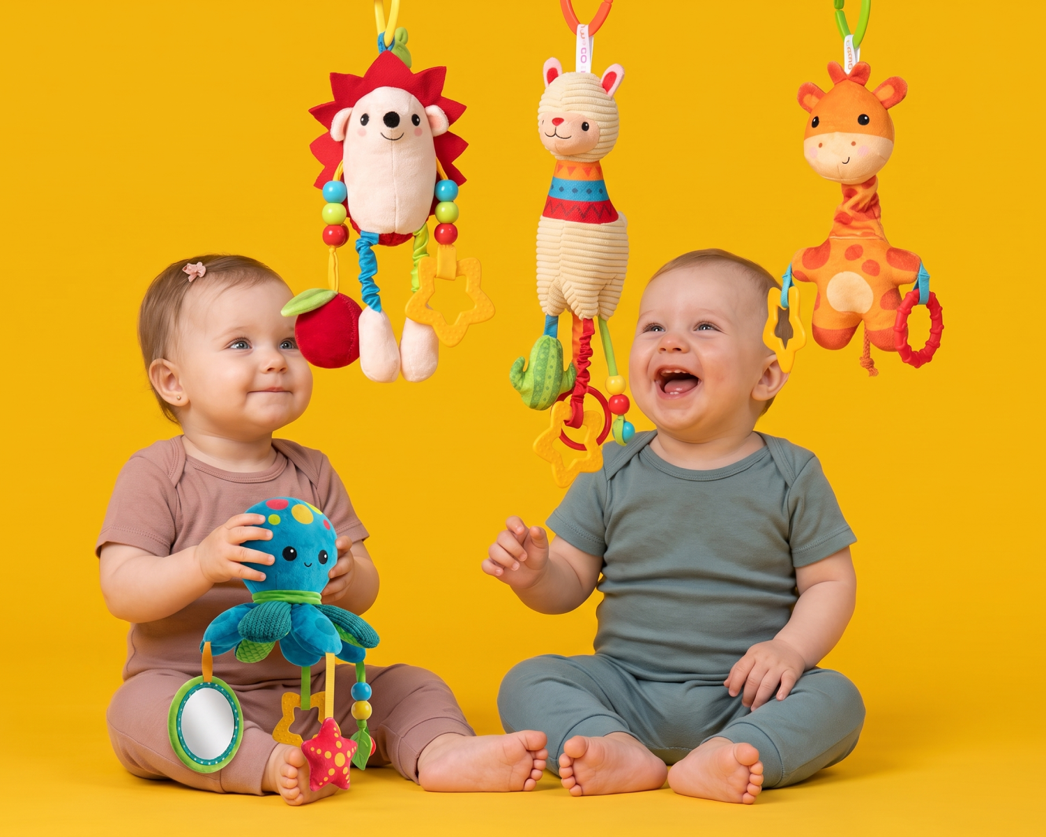 Ребёнок играет с развивающими игрушками