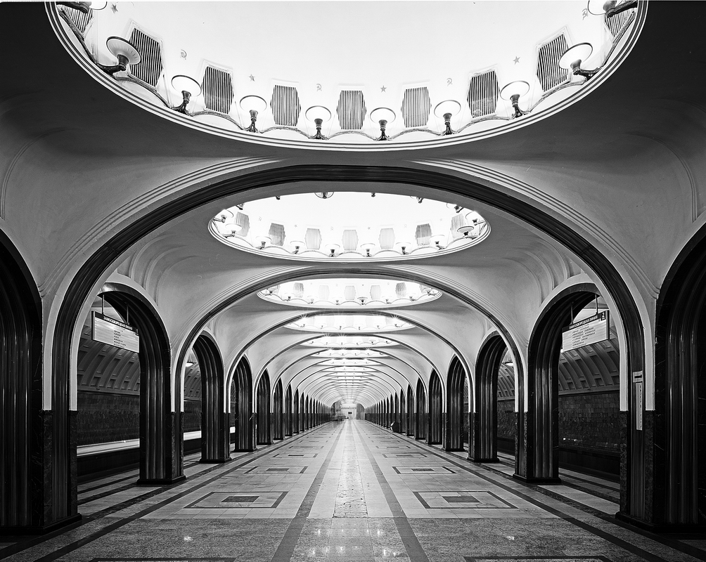 Mayakovskaya Metro Station. Moscow. 2005. BW Negative 4×5 inch.