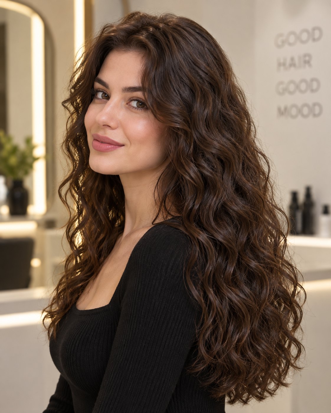 Цифровая корейская завивка digital perm на длинные волосы