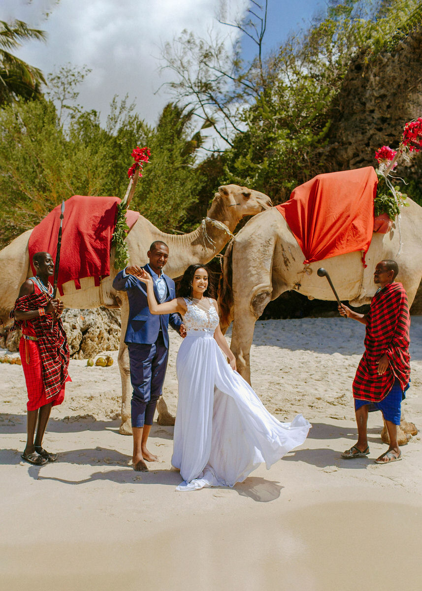 Romantic Kenya Beach Honeymoon Photography — Jafassam Studio - Diani beach Mombasa Malindi Watamu Lamu photo session best photographer Bride Groom Camels