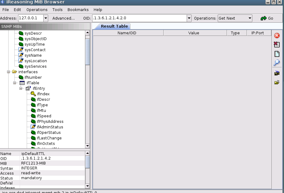 Ibm datapower. 2. Ireasoning mib browser. Linux mib browser. Таблица mib.