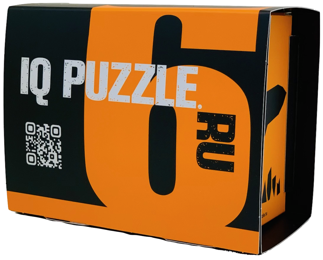 Оранжево-чёрная фирменная коробка головоломок IQ Puzzle