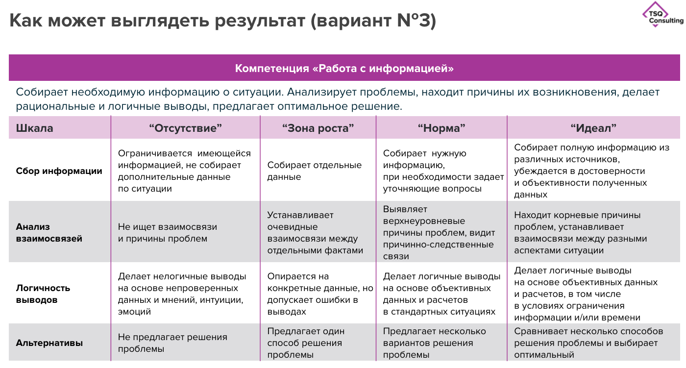 Разработка и внедрение модели компетенций — TSQ Consulting