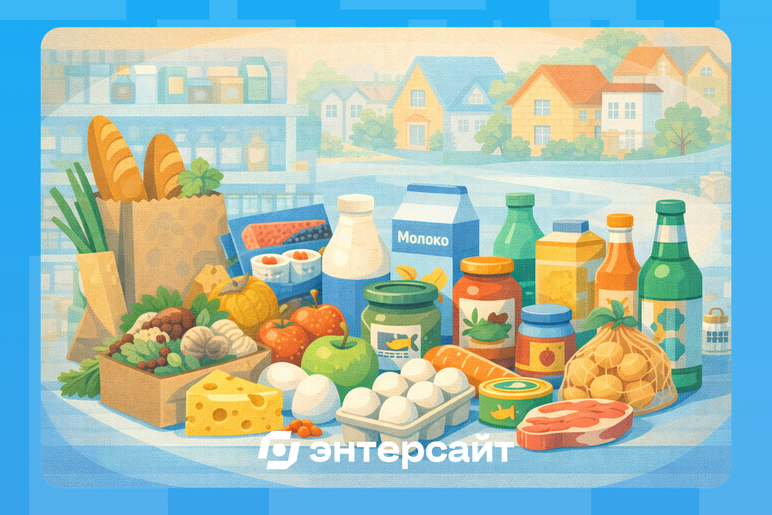 Ассортимент продуктового магазина, который работает на район