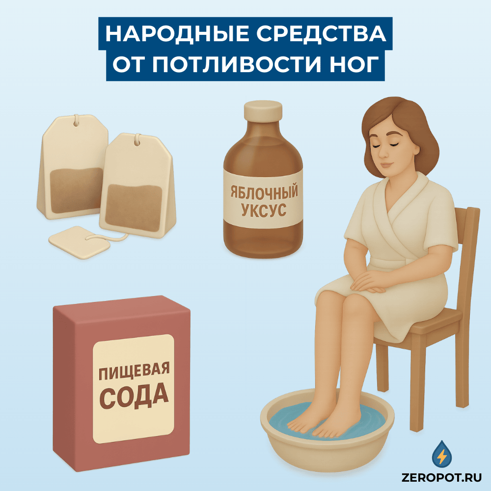 Эффективные народные методы при гипергидрозе стоп - ванночки с чаем и содой дома