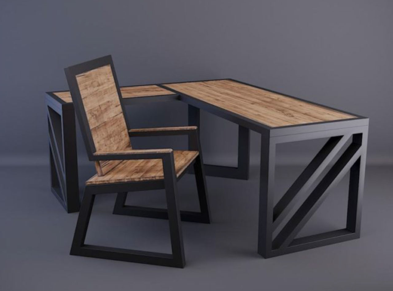 столы и стулья из металла и дерева
