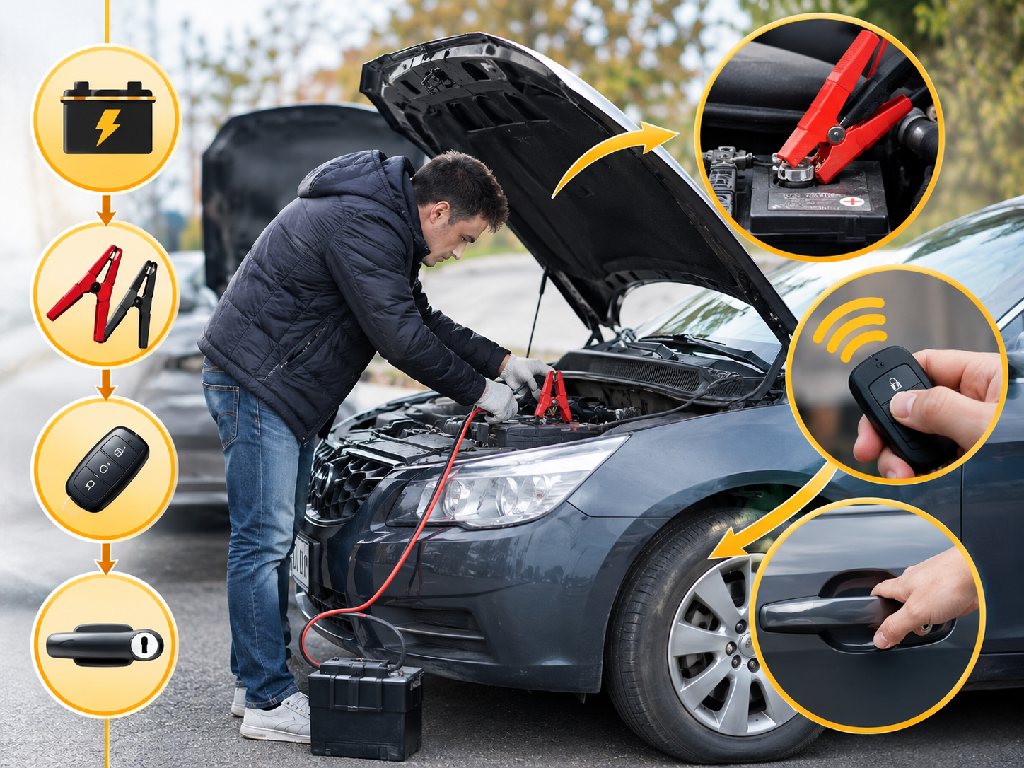 Как открыть автомобиль, если сел аккумулятор?