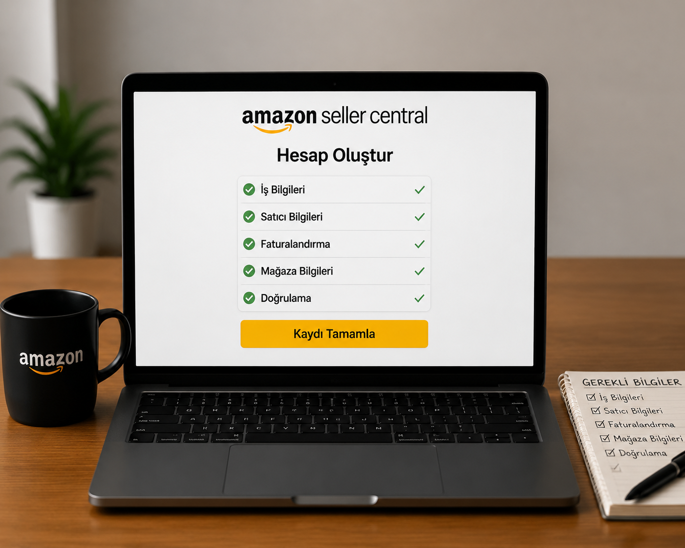 Amazon Seller Central üzerinden satıcı hesabı açma sürecinde gerekli bilgileri hazırlayan kullanıcı